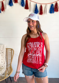 Patriotic Word Collage Razorback Flowy Tank