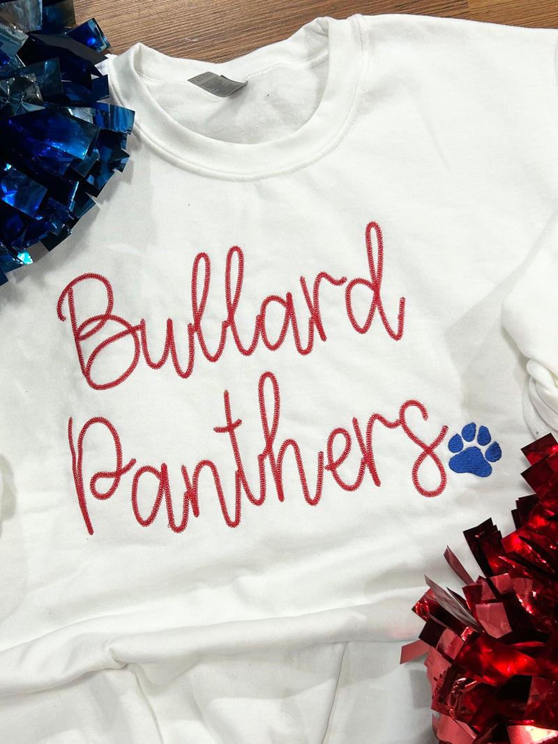 Bullard Panthers Hemstitch Embroidered Sweatshirt - Red Stitch