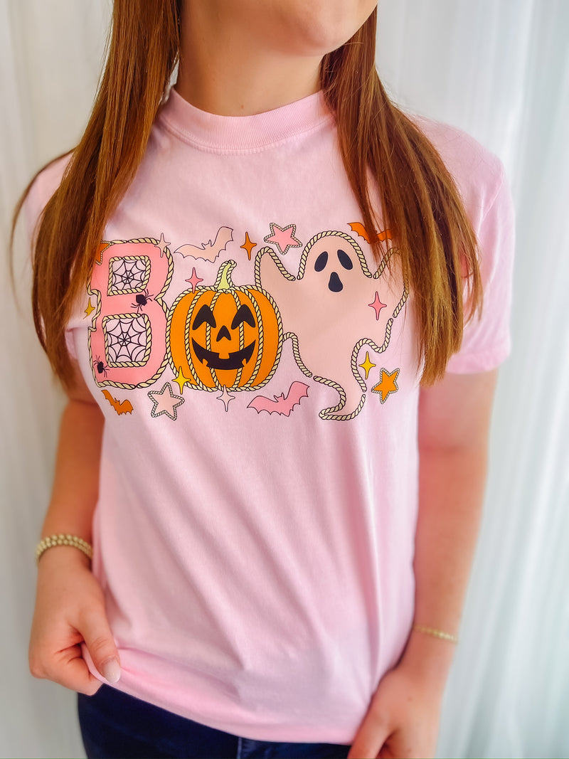 "Boo" Halloween Pink Tee