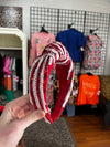 Red and White Sequined Striped Headband