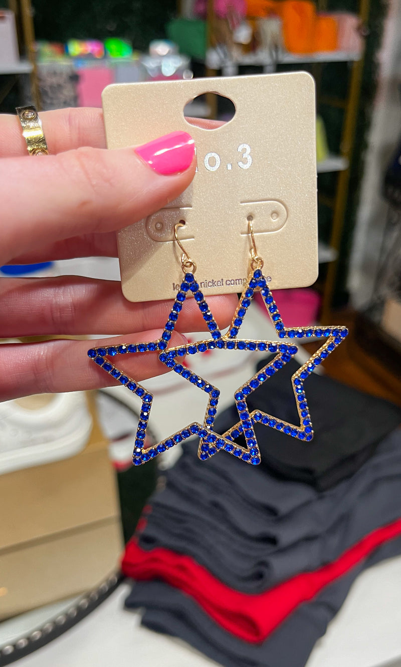 Blue Star Jeweled Earring