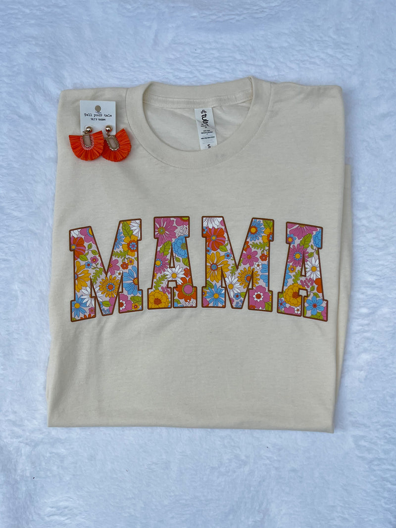 Retro Floral Neutral Mama Tee