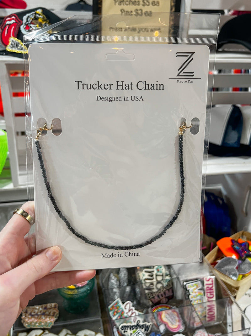 Hat Chain- Black Seed Bead