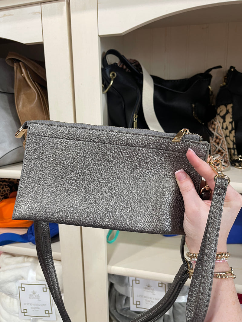 Gunmetal Wristlet Crossbody Bag