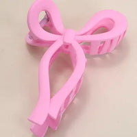 Spring Pink Matte Bow Claw Clip