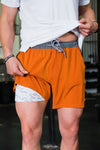 BURLEBO Orange Athletic Shorts - White Camo