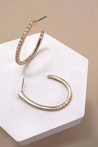 JOSSLYN by Wall to Wall - U SHAPE PEARL EDGE HOOP EARRINGS