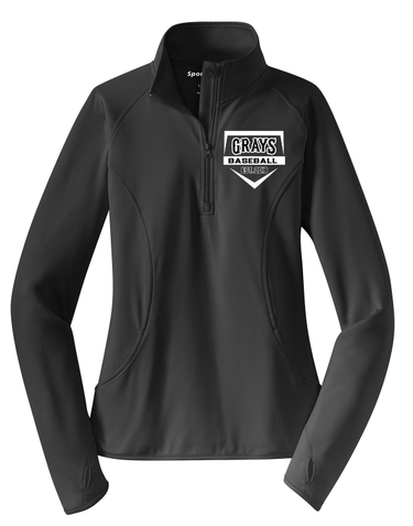 Sport-Tek Ladies Sport-Wick Stretch 1/2-Zip Pullover - Charcoal Gray Home Plate