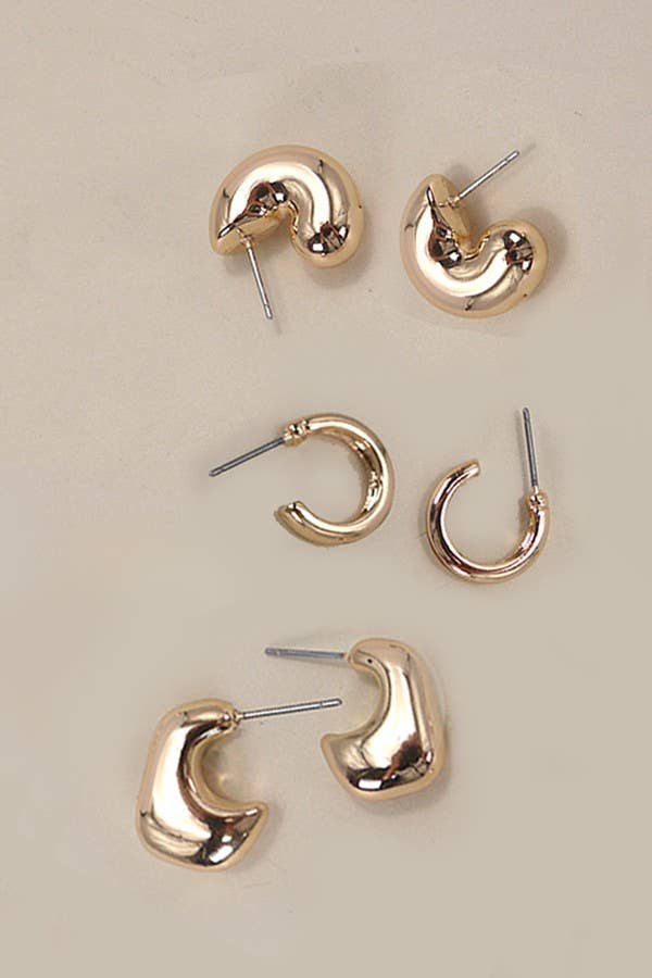 JOSSLYN by Wall to Wall - BUBBLE HOOP HUGGIE TRIO EARRINGS