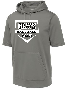 Sport-Tek Sport-Wick Fleece Short Sleeve Hooded Pullover - Smoke Gray Home Plate