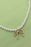 JOSSLYN by Wall to Wall - PEARL CHAIN BOW CHARM NECKLACE