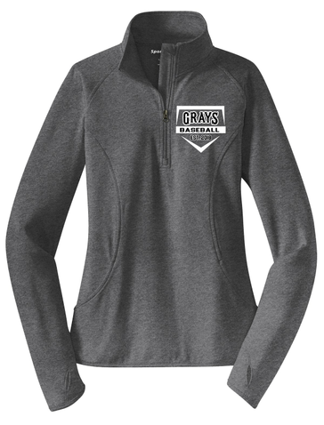 Sport-Tek Ladies Sport-Wick Stretch 1/2-Zip Pullover - Charcoal Gray Heather Home Plate