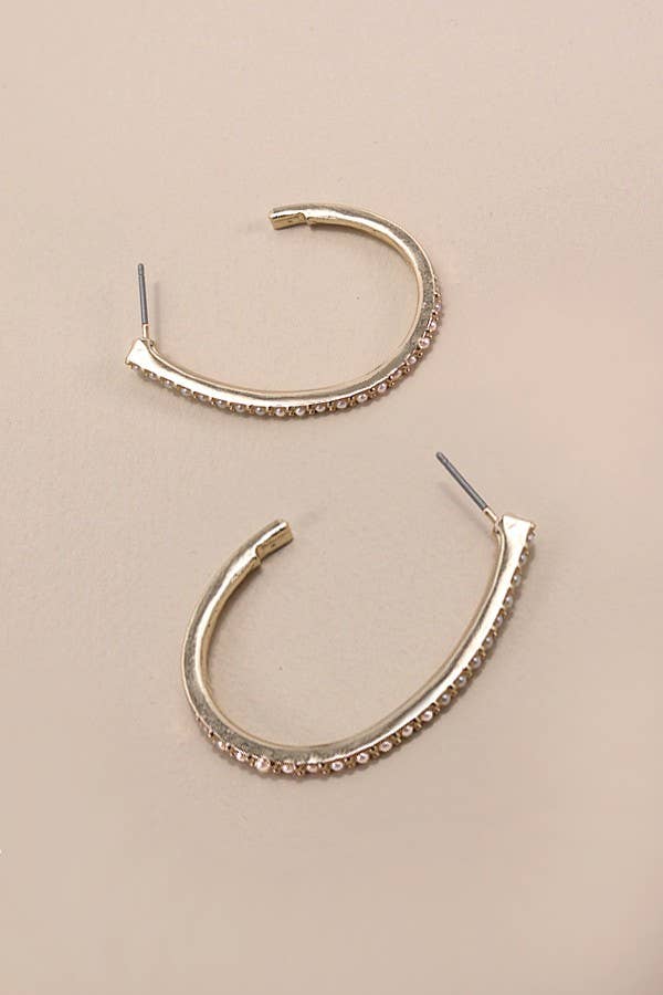 JOSSLYN by Wall to Wall - U SHAPE PEARL EDGE HOOP EARRINGS