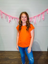 Double Zero Orange Tomato Cap Sleeve Top