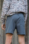 BURLEBO Youth Sizing Everyday Shorts- River Rock Grey/ Deer Camo