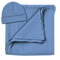 Jane Marie Blue Swaddle & Beanie Set