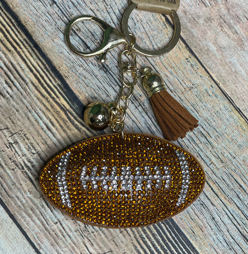 Football Rhinestone Keychain