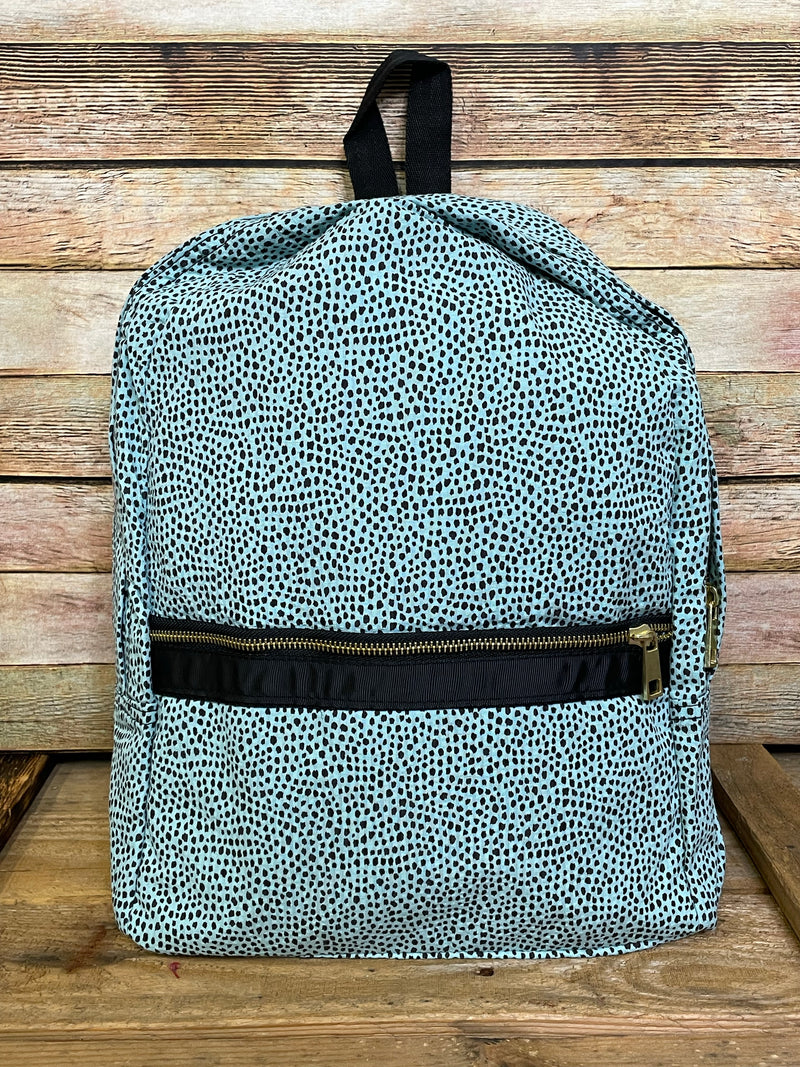 Oh Mint Medium Backpack - Aqua Cheetah Seersucker