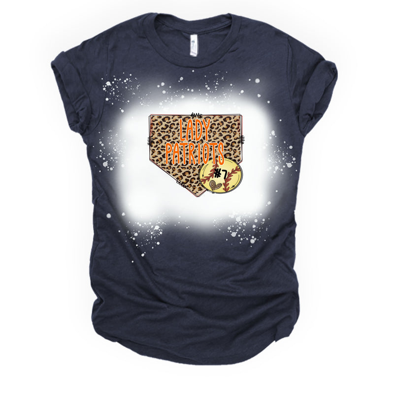 Lady Patriots Leopard Home Plate Bleached Monogram Shirt